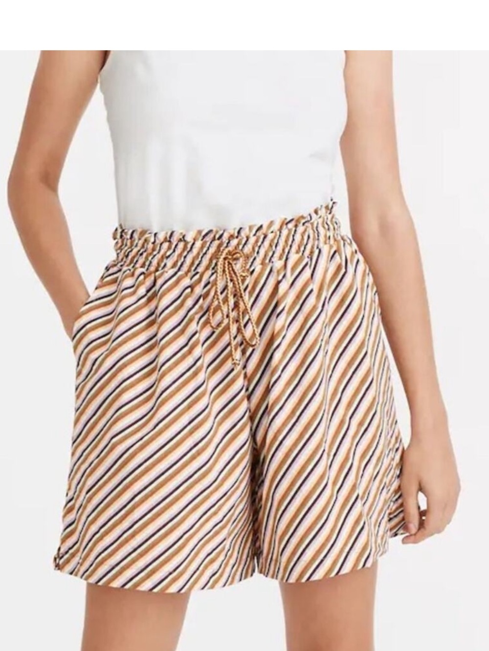 Madewell Second Wave Board Shorts High Rise Diagonal Stripe Women Size M